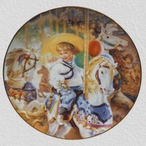 Sandra Kuck Collectors Plate - "Carousel of Dreams" - Hearts and Flowers
